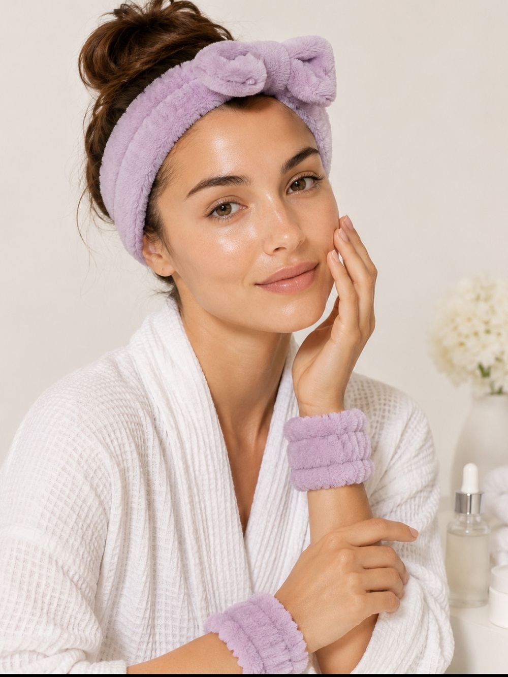 🖤5/$25 new lilac purple spa headband wrist band cuffs so soft!!!!